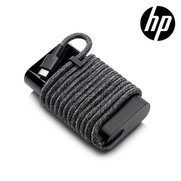 1 (8) HP Slim 65W USB-C Nylon Braided Laptop Charger.