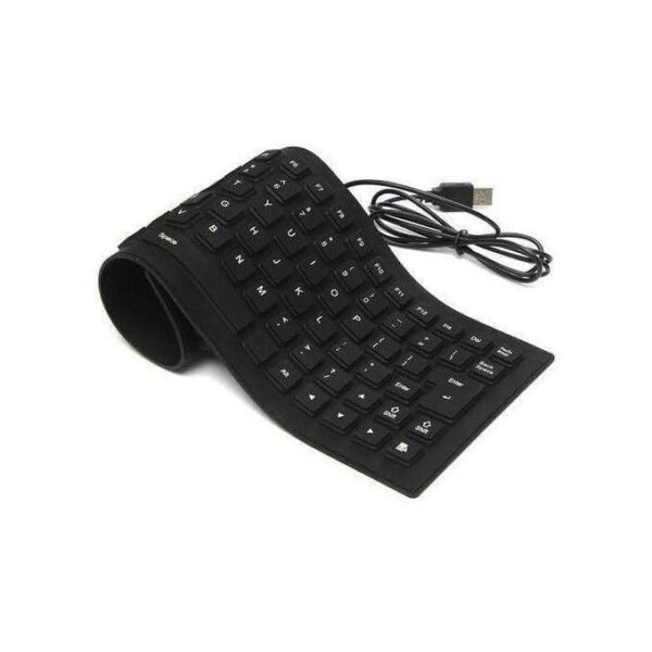 Flexible USB Silicone Gel Full-Sized Keyboard – Black