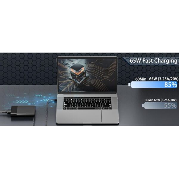 5 HP Slim 65W USB-C Nylon Braided Laptop Charger.